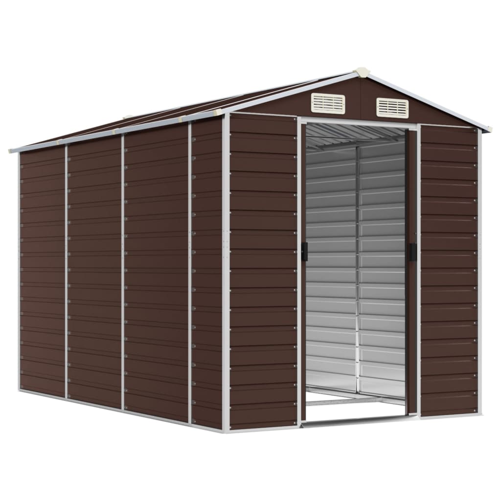 Casetta da giardino marrone 191x300x198 cm in acciaio zincato | homemem39