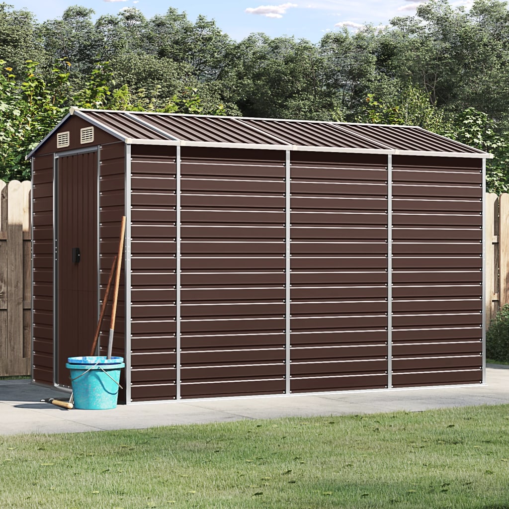 Casetta da giardino marrone 191x300x198 cm in acciaio zincato | homemem39