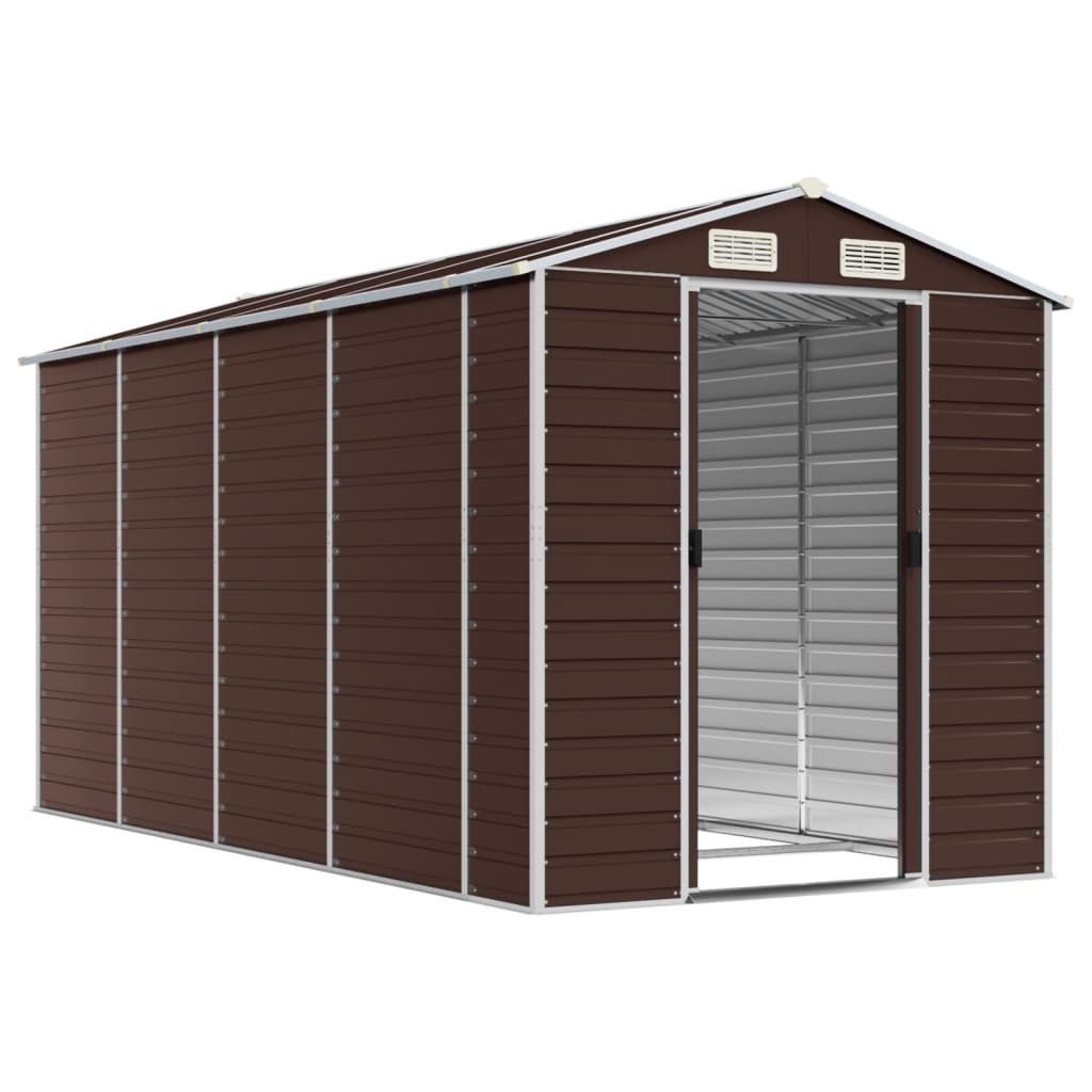 Capanno da Giardino Marrone 191x385x198 cm in Acciaio Zincato - homemem39