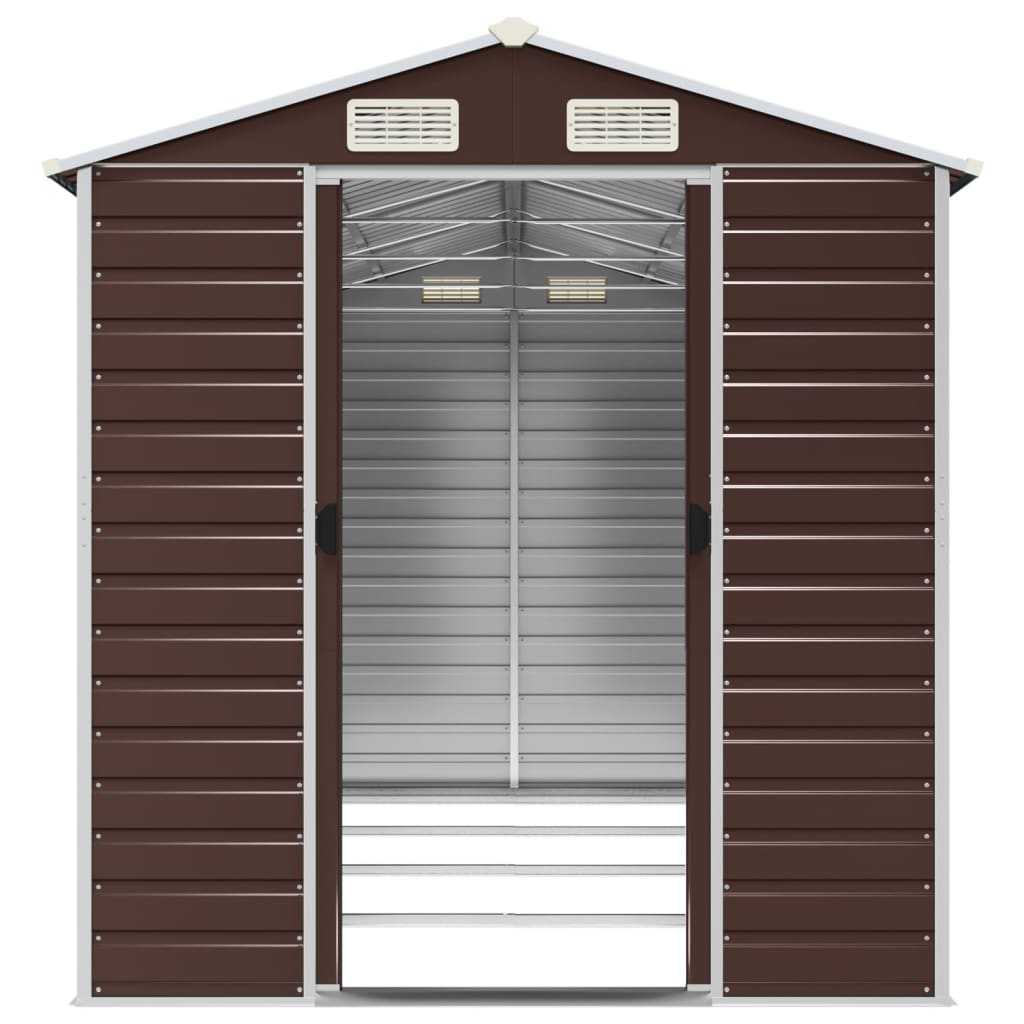 Casetta da giardino marrone 191x385x198 cm in acciaio zincato | homemem39