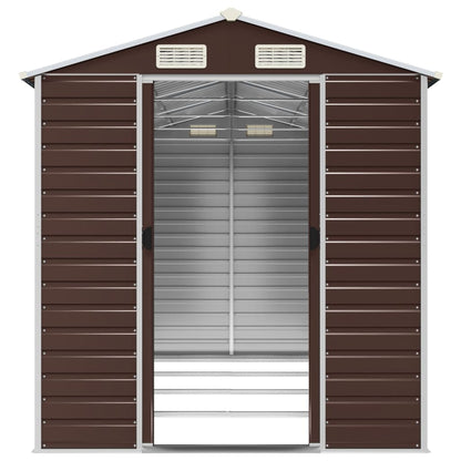 Casetta da giardino marrone 191x385x198 cm in acciaio zincato | homemem39