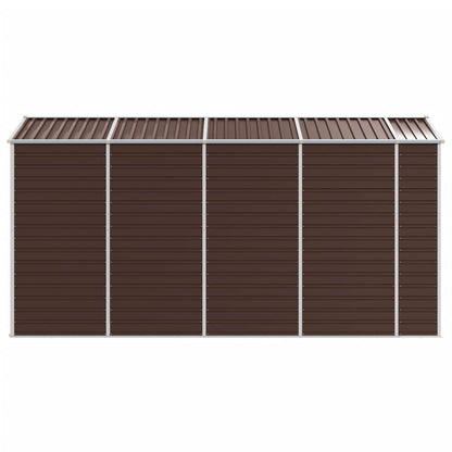 Casetta da giardino marrone 191x385x198 cm in acciaio zincato | homemem39