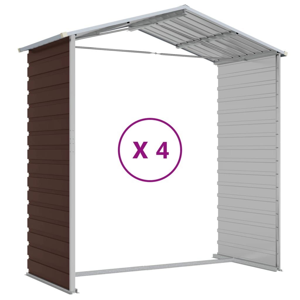 Casetta da giardino marrone 191x385x198 cm in acciaio zincato | homemem39