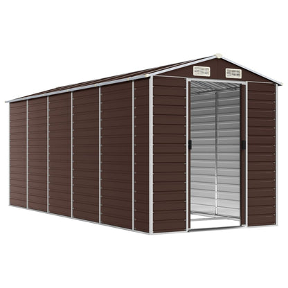 Casetta da giardino marrone 191x470x198 cm in acciaio zincato | homemem39