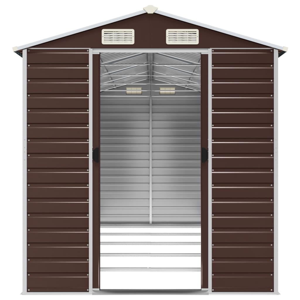 Casetta da giardino marrone 191x470x198 cm in acciaio zincato | homemem39