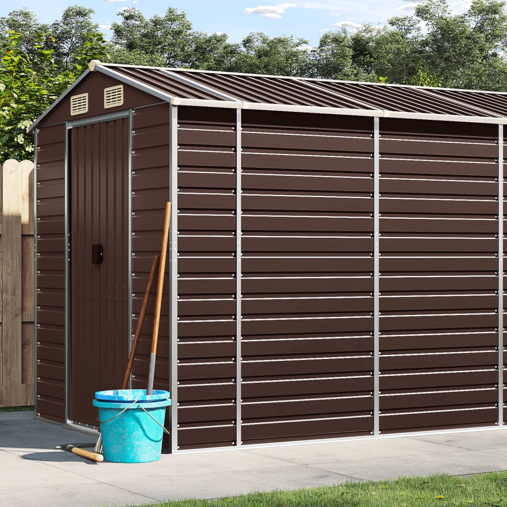 Casetta da giardino marrone 191x640x198 cm in acciaio zincato | homemem39