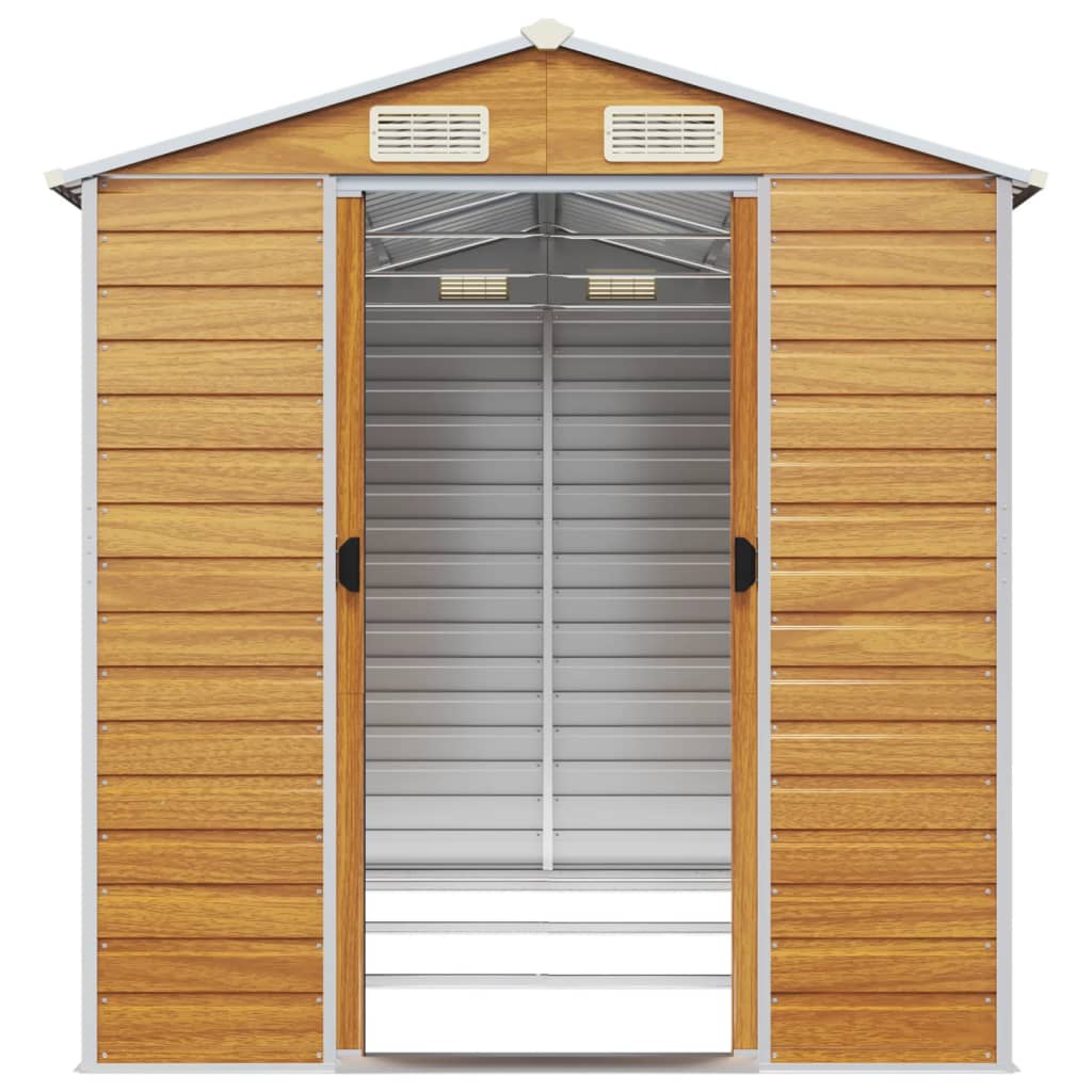 Casetta da giardino marrone chiaro 191x300x198 cm in acciaio zincato | homemem39