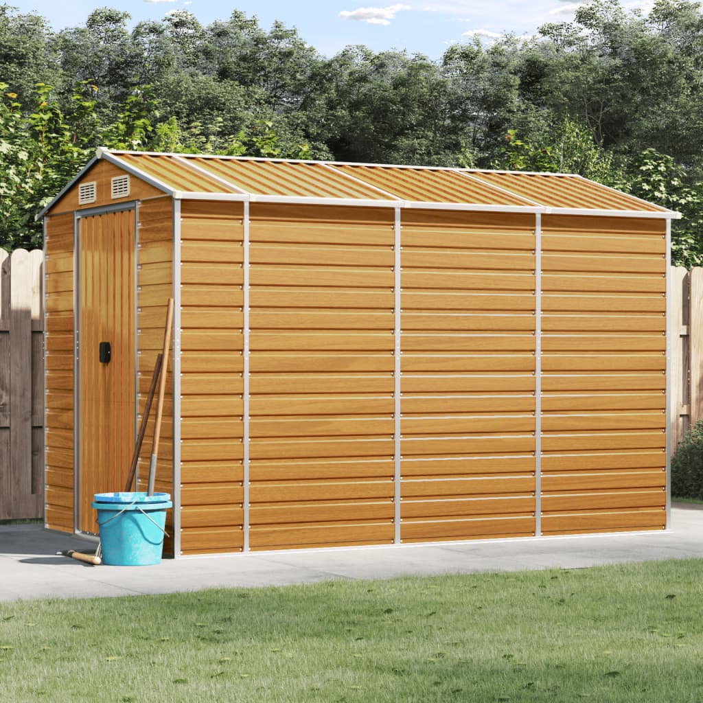 Casetta da giardino marrone chiaro 191x300x198 cm in acciaio zincato | homemem39