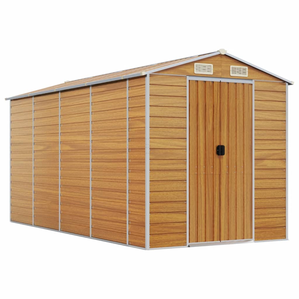 Capanno Giardino Marrone Chiaro 191x385x198cm Acciaio Zincato - homemem39