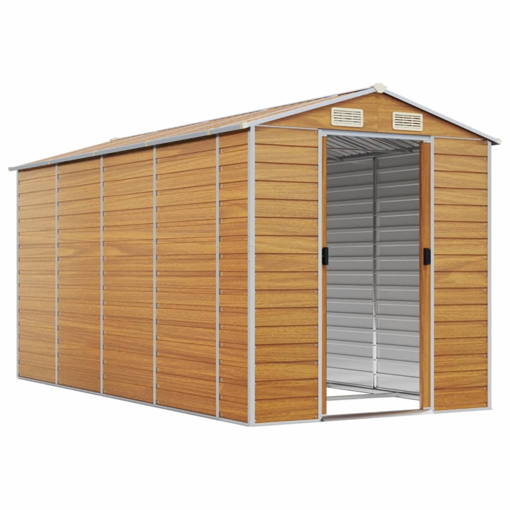 Capanno Giardino Marrone Chiaro 191x385x198cm Acciaio Zincato - homemem39