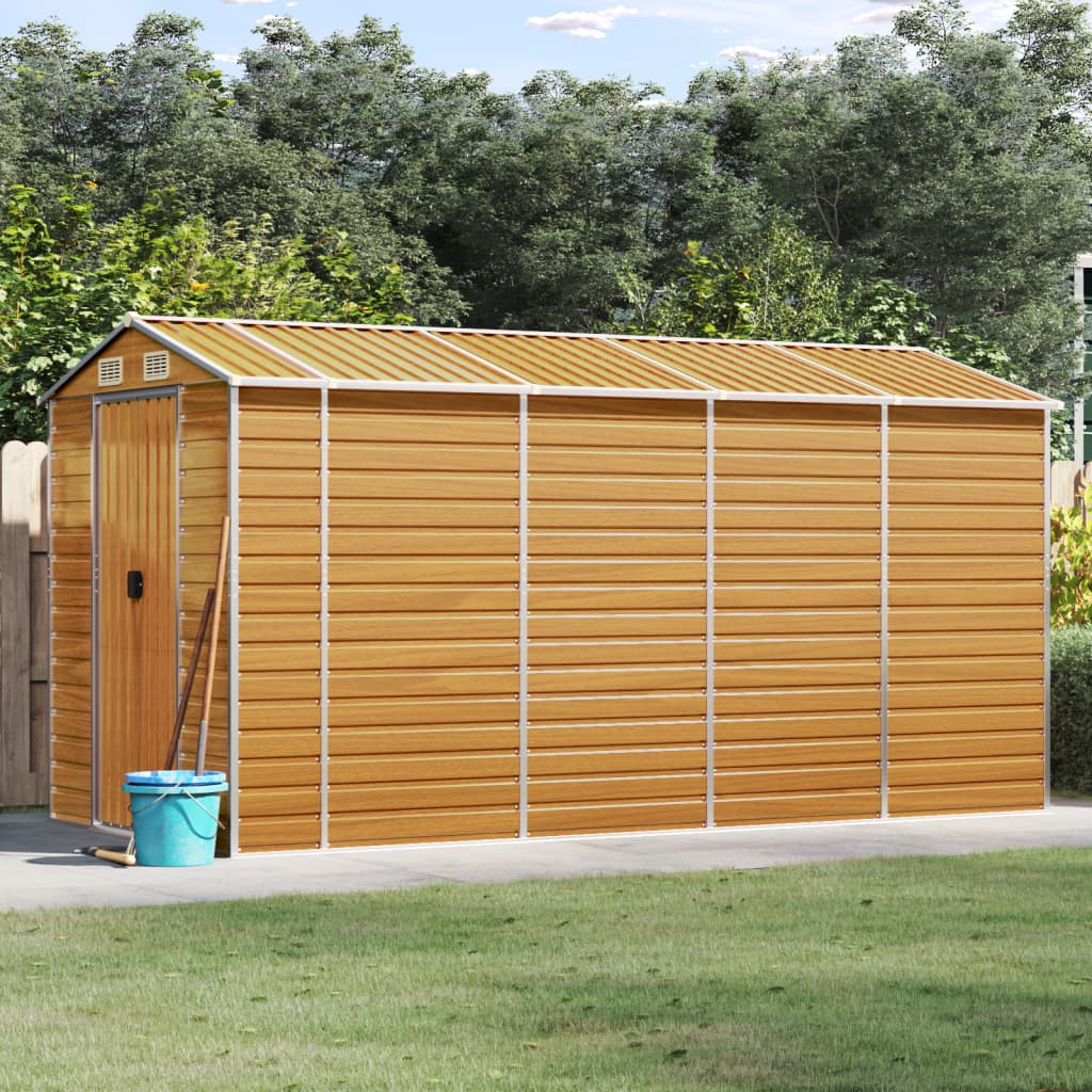Capanno Giardino Marrone Chiaro 191x385x198cm Acciaio Zincato - homemem39