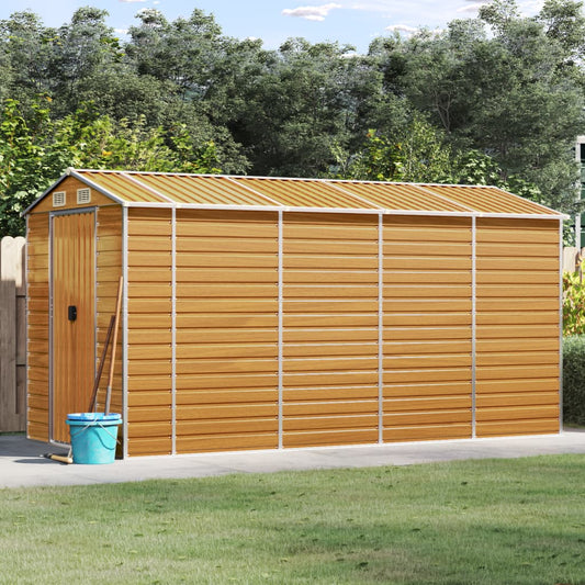 Capanno Giardino Marrone Chiaro 191x385x198cm Acciaio Zincato - homemem39