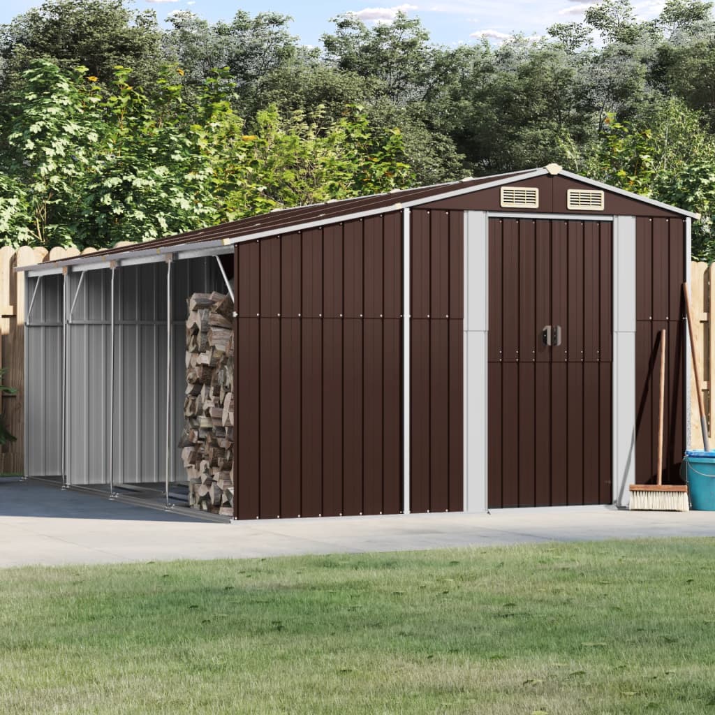 Capanno da Giardino Marrone 277x365,5x179 cm in Acciaio Zincato - homemem39