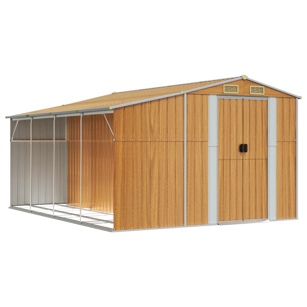 Capanno Giardino Marrone Chiaro 277x365,5x179cm Acciaio Zincato - homemem39