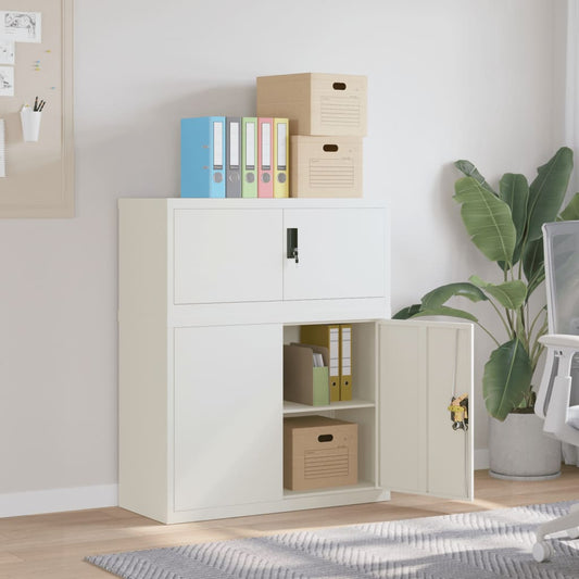 Armadio Classificatore Bianco 90x40x110 cm in Acciaio | homemem39