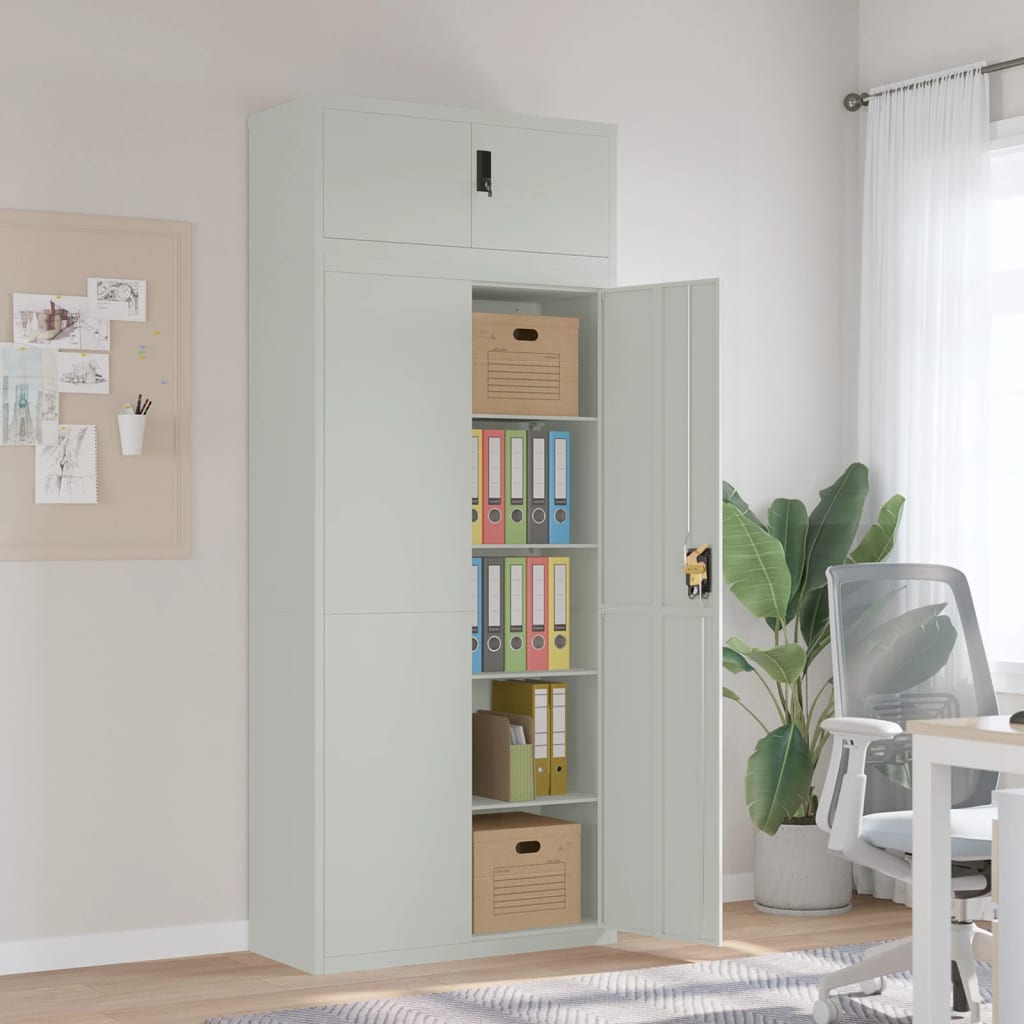 Armadio Classificatore Grigio Chiaro 90x40x220 cm in Acciaio | homemem39