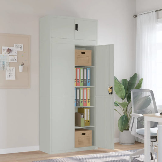 Armadio Classificatore Grigio Chiaro 90x40x220 cm in Acciaio | homemem39
