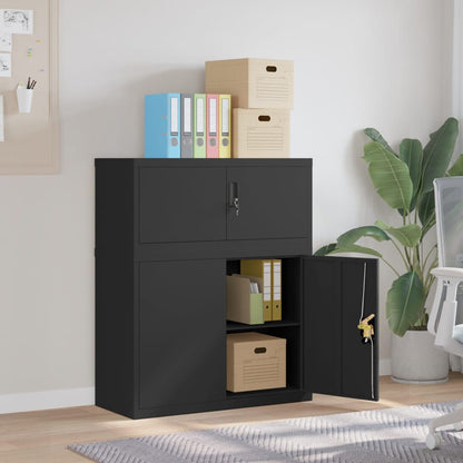 Armadio Classificatore Nero 90x40x110 cm in Acciaio | homemem39