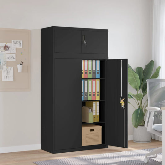 Armadio Classificatore Nero 90x40x180 cm in Acciaio | homemem39