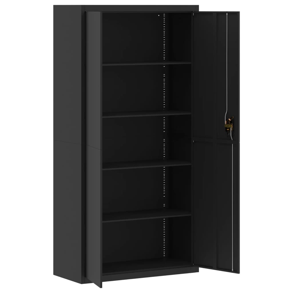 Armadio Classificatore Nero 90x40x220 cm in Acciaio | homemem39
