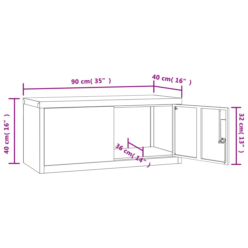 Armadio Classificatore Nero 90x40x240 cm in Acciaio | homemem39