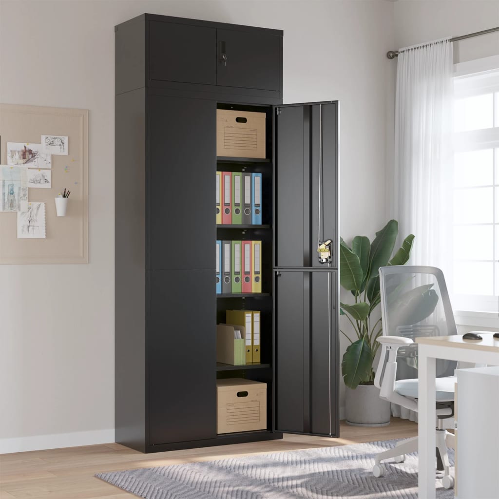Armadio Classificatore Nero 90x40x240 cm in Acciaio | homemem39