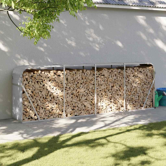 Portalegna Grigio Chiaro 300x45x100 cm Acciaio Zincato