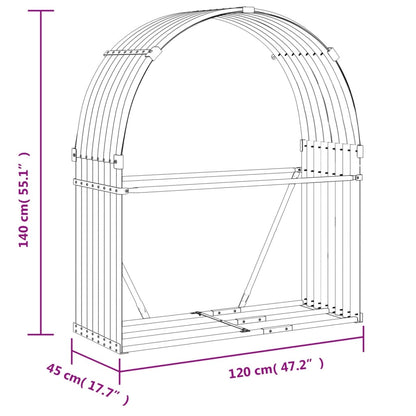 Portaceppi Antracite 120x45x140 cm in Acciaio Zincato - homemem39
