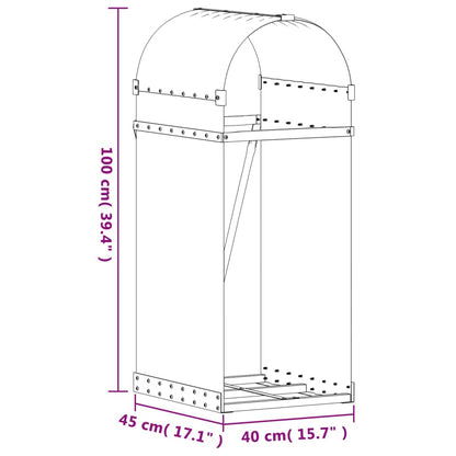 Portaceppi Effetto Legno 40x45x100 cm in Acciaio Zincato - homemem39