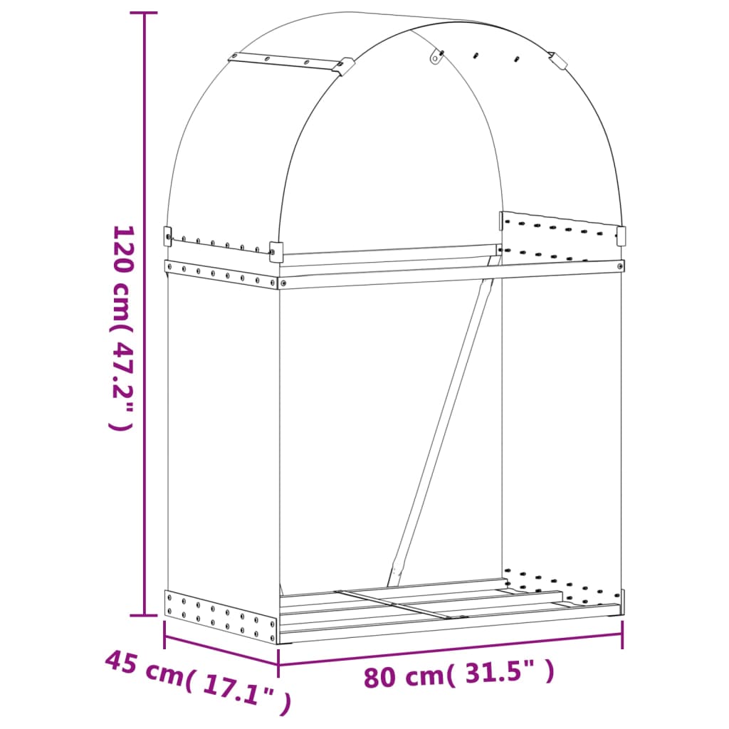 Portaceppi Effetto Legno 80x45x120 cm in Acciaio Zincato - homemem39