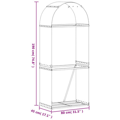 Portaceppi Effetto Legno 80x45x190 cm in Acciaio Zincato - homemem39