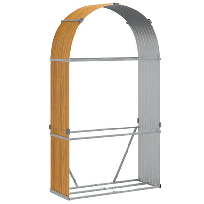 Portaceppi Effetto Legno 120x45x210 cm in Acciaio Zincato - homemem39