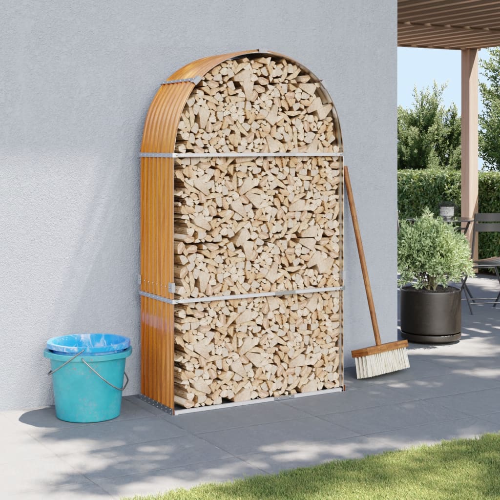 Portaceppi Effetto Legno 120x45x210 cm in Acciaio Zincato - homemem39