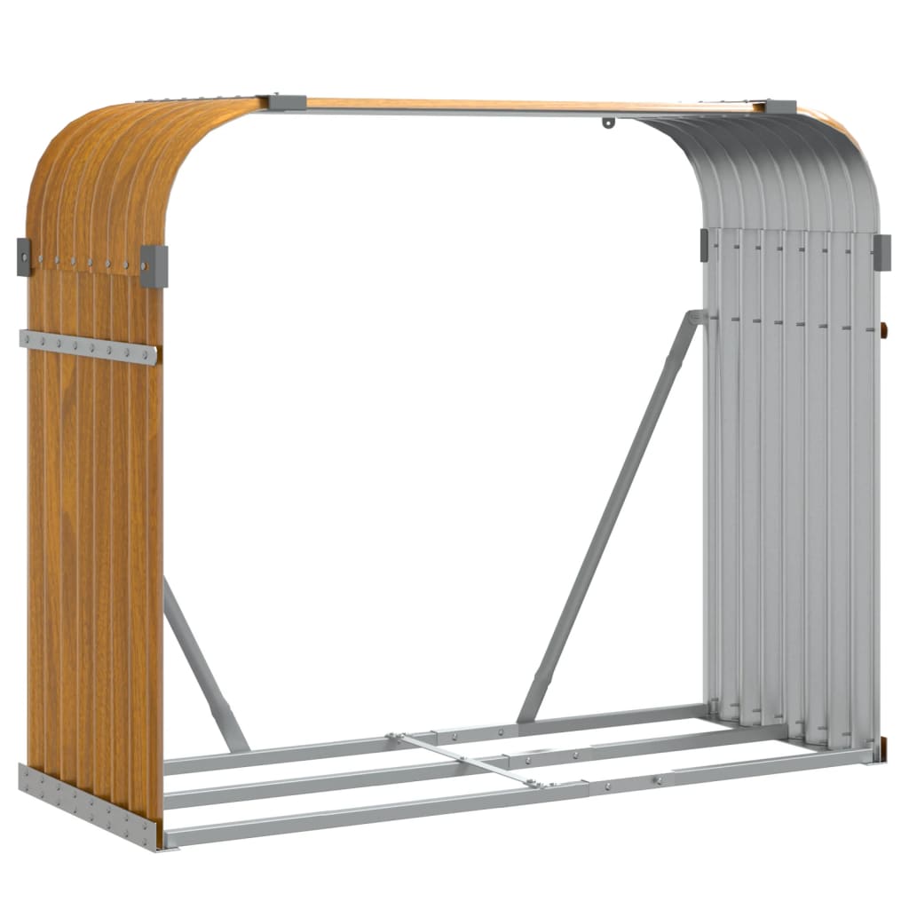 Portaceppi Effetto Legno 120x45x100 cm in Acciaio Zincato - homemem39