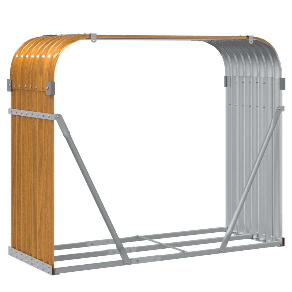 Portaceppi Effetto Legno 120x45x100 cm in Acciaio Zincato - homemem39
