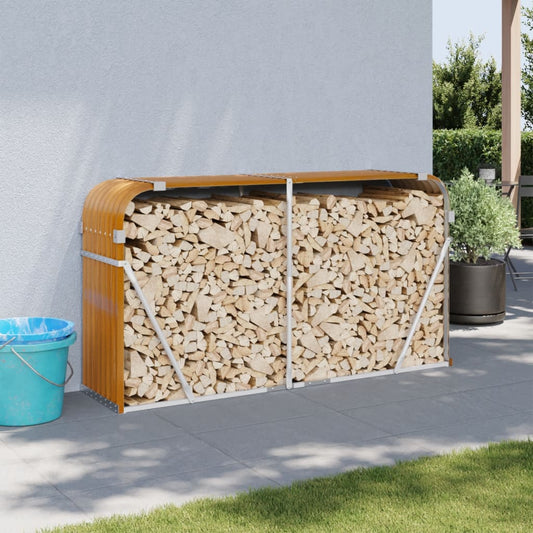 Portaceppi Effetto Legno 180x45x100 cm in Acciaio Zincato - homemem39