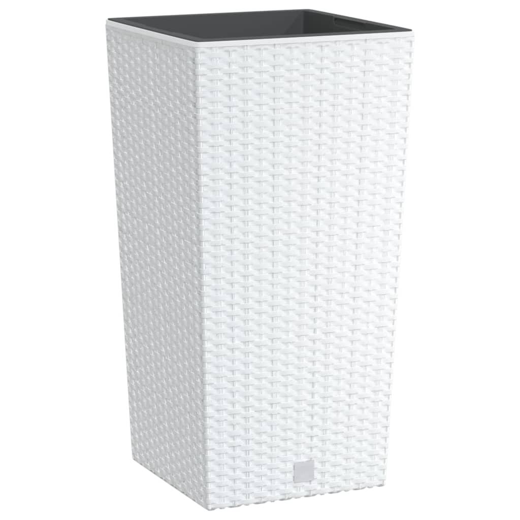 Fioriera con Interno Rimovibile Bianca 11 / 26,5 L in PP Rattan | homemem39