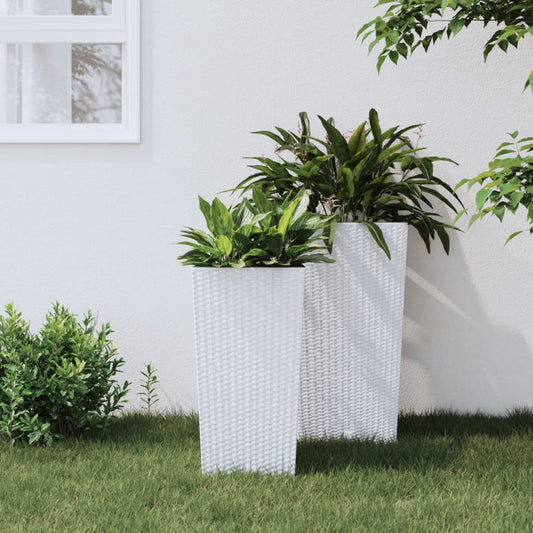 Fioriera con Interno Rimovibile Bianca 11 / 26,5 L in PP Rattan | homemem39