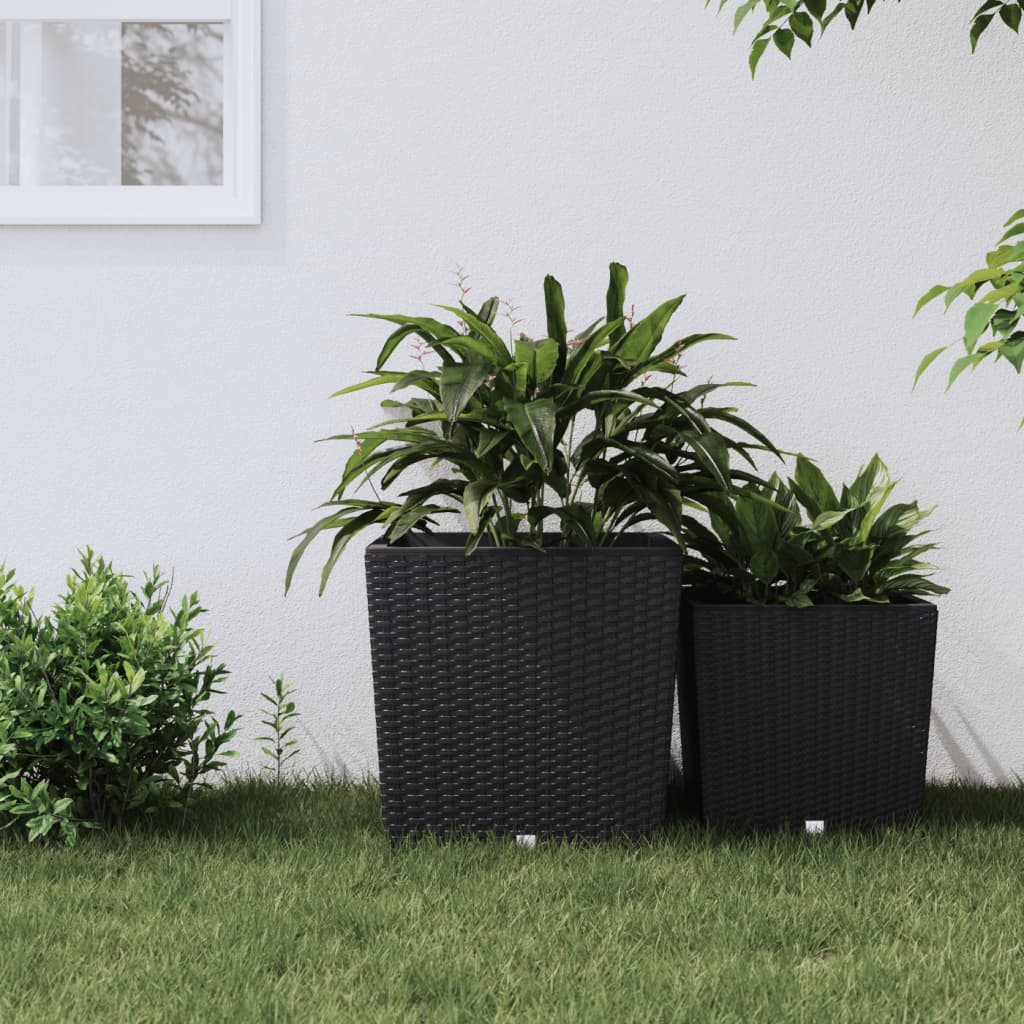 Fioriera con Interno Rimovibile Antracite 37 / 64 L PP Rattan | homemem39