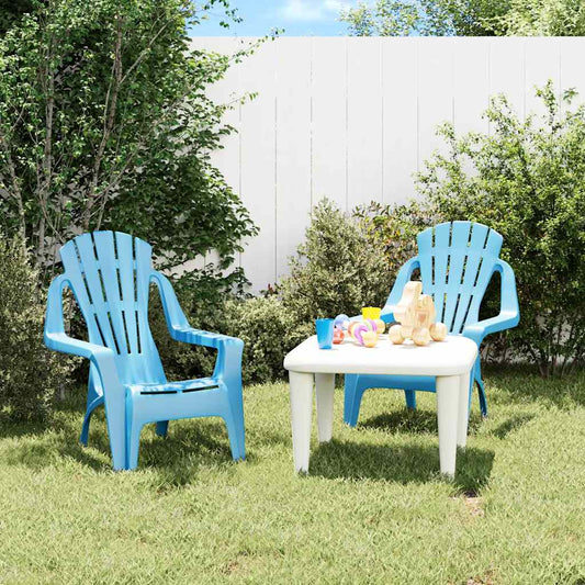 Sedie Giardino 2pz Bambini Blu 37x34x44cm PP Aspetto in Legno - homemem39