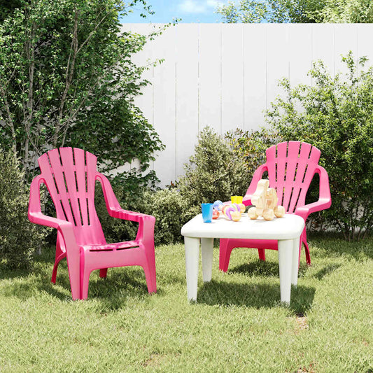 Sedie Giardino 2pz Bambini Rosa 37x34x44cm PP Aspetto in Legno | homemem39