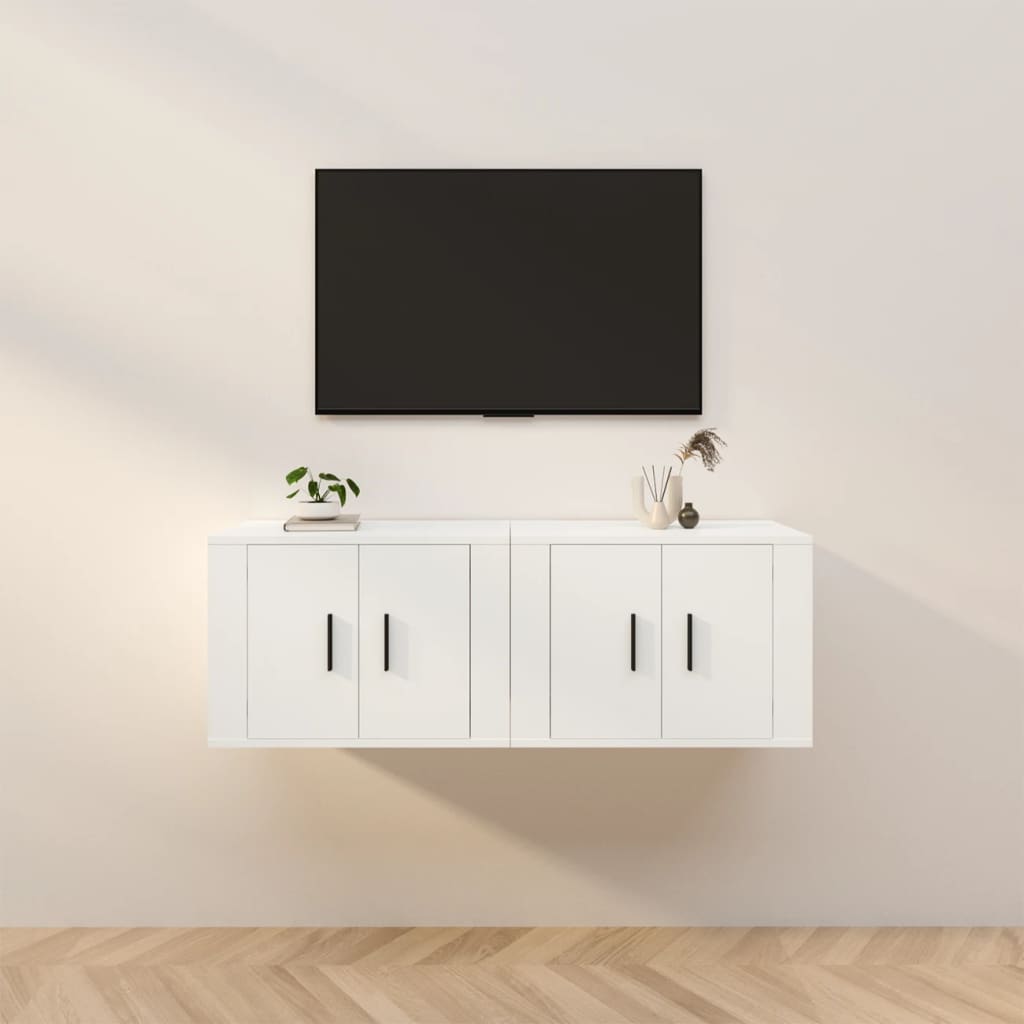Mobili Porta TV a Parete 2 pz Bianco 57x34,5x40 cm - homemem39