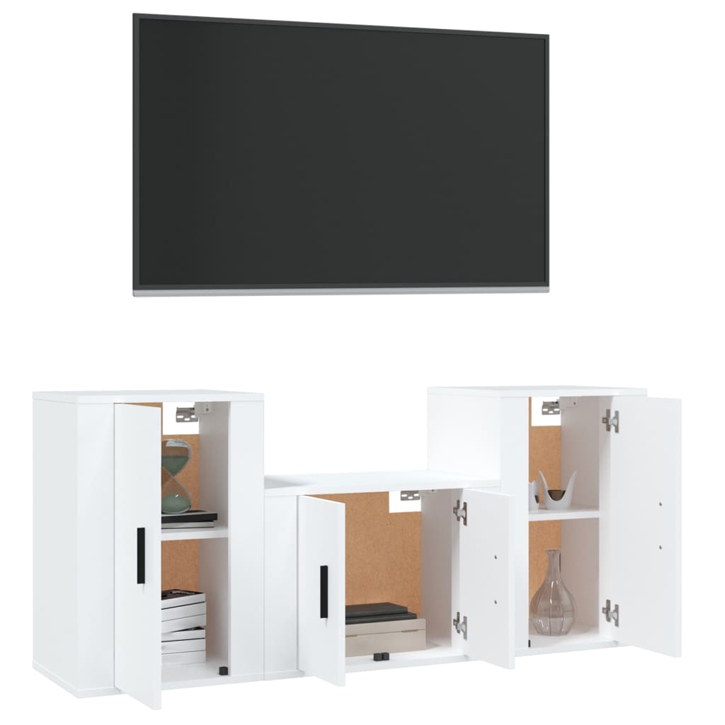 Set Mobili Porta TV 3 pz Bianco in Legno Multistrato - homemem39