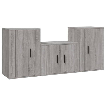 Set Mobili Porta TV 3 pz Grigio Sonoma in Legno Multistrato - homemem39