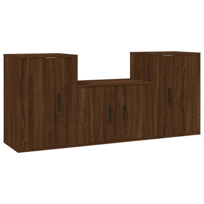 Set Mobili Porta TV 3 pz Rovere Marrone in Legno Multistrato - homemem39
