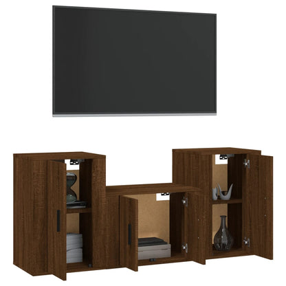 Set Mobili Porta TV 3 pz Rovere Marrone in Legno Multistrato - homemem39