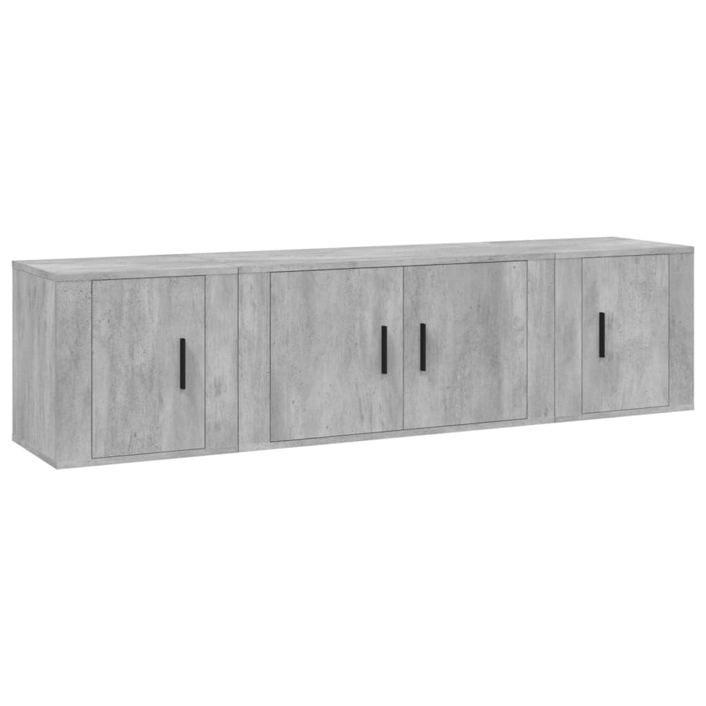 Set di Mobili Porta TV 3 pz Grigio Cemento in Legno Multistrato