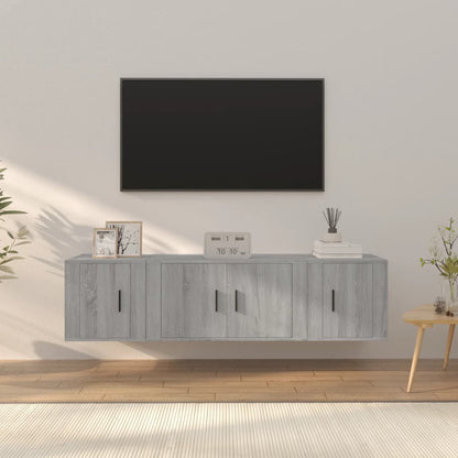 Set Mobili Porta TV 3 pz Grigio Sonoma in Legno Multistrato
