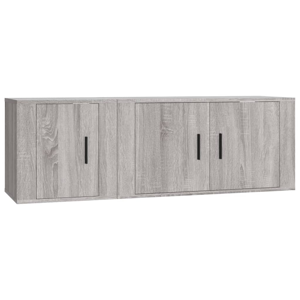 Set Mobili Porta TV 2 pz Grigio Sonoma in Legno Multistrato