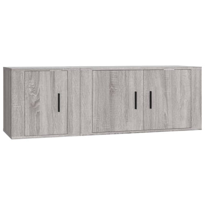 Set Mobili Porta TV 2 pz Grigio Sonoma in Legno Multistrato